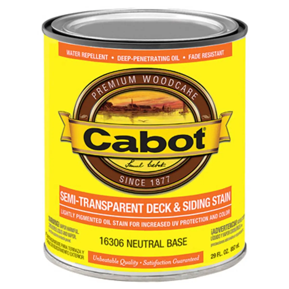 Cabot Semi-Transparent Low-VOC Outdoor Wood Exterior Deck & Siding Stain, 16306-05 QT Size, Neutral Base for Home