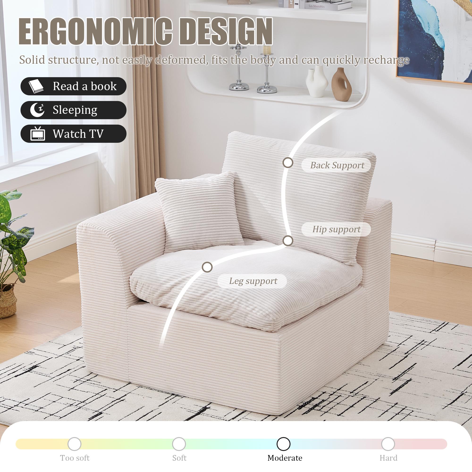 Eyisean 80.3" Corduroy Modern Modular Sectional Sofa, Comfy Loveseat Cloud Couch with Curved Armrest & Removable Cushion Covers, 2 Seater Upholstered Lounge Sofa for Living Room, No Assembly Required