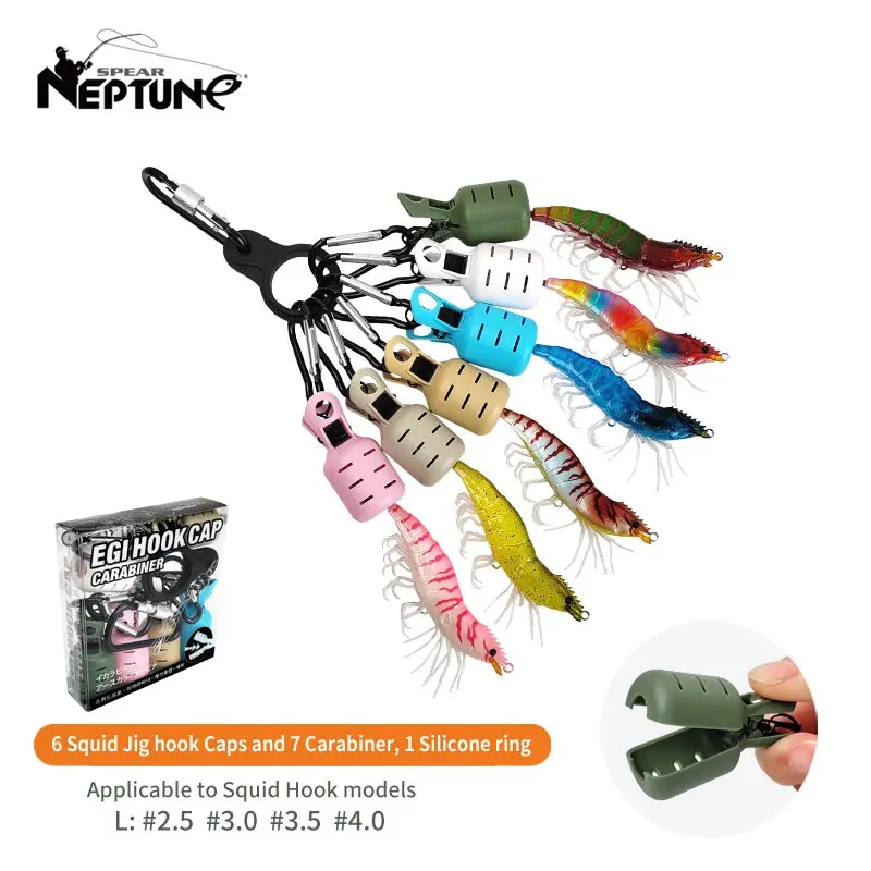 Squid Jig Hook Covers – 6-Piece Egi Lure Protector Kit with Carabiner