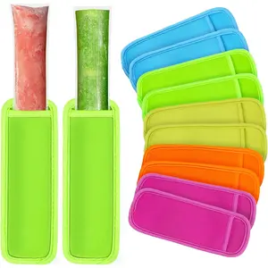 10 count  Ice Popsicle Holders - Ice Pop Sleeves for Frozen  Yogurt Tubes Ice Cream Boys Girls Party Durable Neoprene Anti-freezing No Drip in 5 Assorted Colors