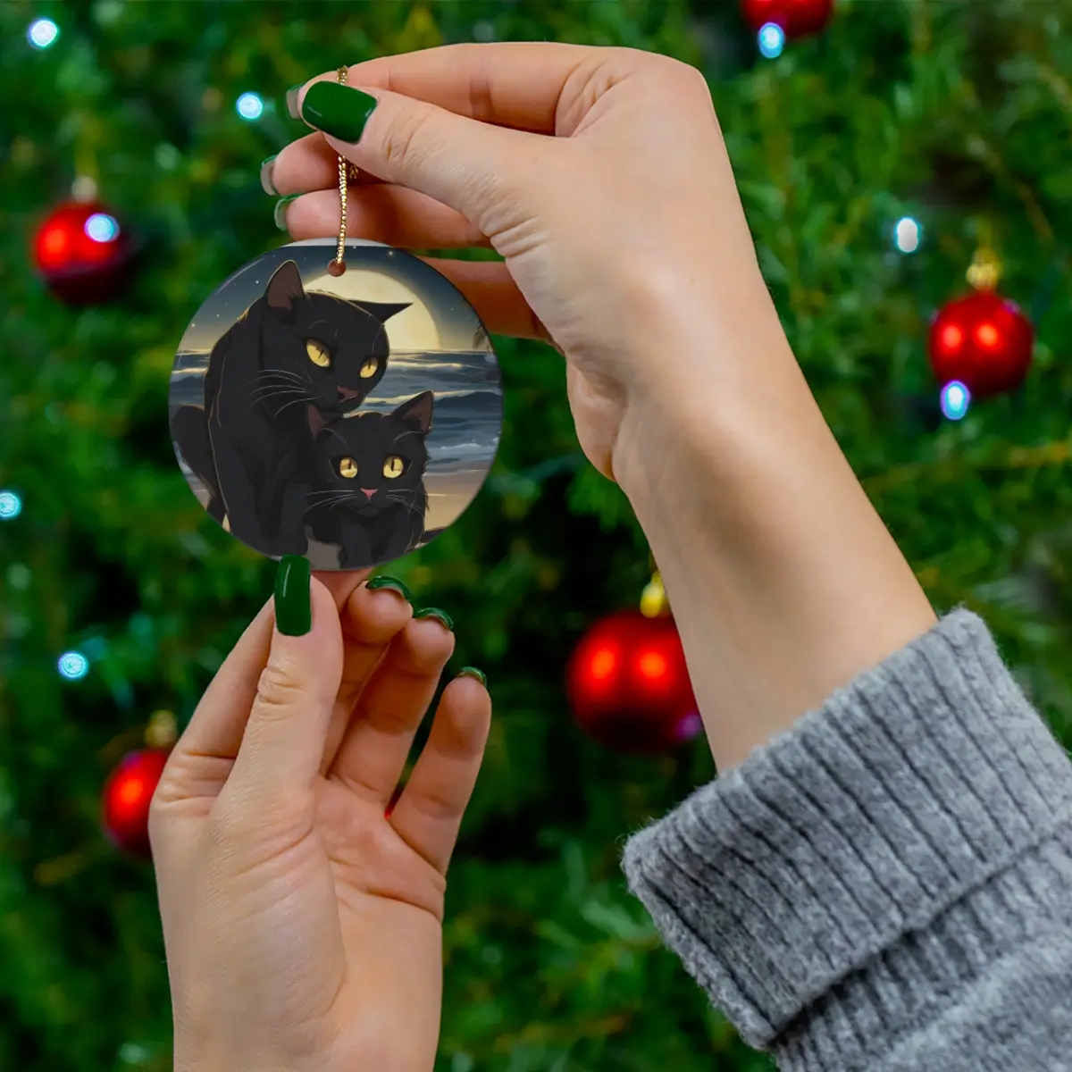 Black cats - Ceramic Ornament, 4 Shapes
