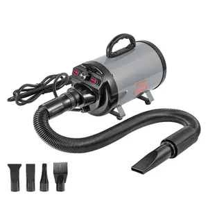 fathersdaygift VEVOR Dog Dryer, 2000W/2.7HP Dog Blow Dryer, Pet Grooming Dryer with Adjustable Speed and Temperature Control, Pet Hair Dryer with 4 Nozzles and Extendable Hose, Grey and Black