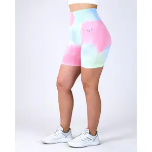 Scrunched Tie Dye Shorts - Cotton Candy