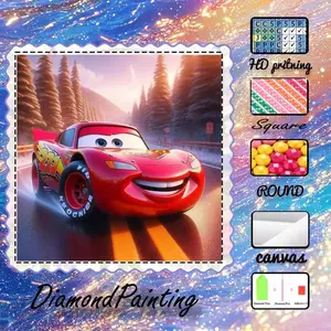 5D-DIY, high-grade velvet canvas, diamond art diamond painting red racing car. AB diamonds, fairy dust diamonds, crystal diamonds, perfect home decoration, handmade diamond art painting kit, special craft diamond art kit. Diamond Painting Kits