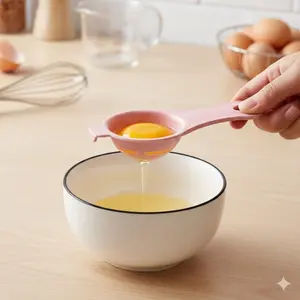 Manual Egg Separator No-Leak Anti-Slip Easy Clean Dual-Function Egg White Yolk Strainer DIY Baking Tool for Home Kitchen Cake Decorating Accessory Handheld Egg Yolk Separator Kitchen Gadget Kitchen Cooking Accessories