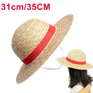 31cm/35CM Anime Straw Hat Festivals Party Cosplay Props Sun Protection Hat Parent-child Summer Sun Straw Beach Hat For Men Women