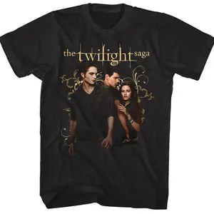 Twilight Movie T- Shirt Edward Jacob Bella Adult New Licensed Black Cotton
