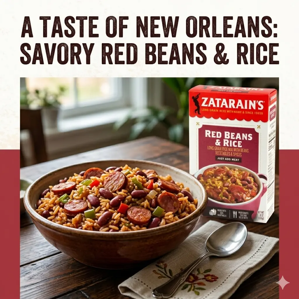 Red Beans & Rice Seasoned Mix, Long Grain Rice with Beans, Vegetables & Spices, Easy One-Pot Meal, 8oz Box