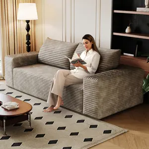 Cloud Loveseat Sofa Couch, Modern Corduroy Boneless Couch with Deep Seat Memory Foam, Comfy 3 Seater Foam Floor Couches for Living Room Bedroom Apartment, No Assembly Required, 71"