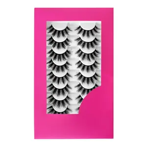 8Pair 3D False Eyelashes Fluffy Natural Look PACK Volume Fluffy Natural Faux Mink Lashes(3D999 DRAK PINK)