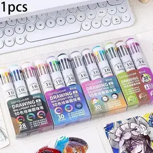 Languo Art Multi-Color Ballpoint Pens, 3 Pack 10-In-1 Retractable, 30 Colors, 0.8mm Fine Point, Smooth Writing, Stationery Gifts for School, Office, Students
