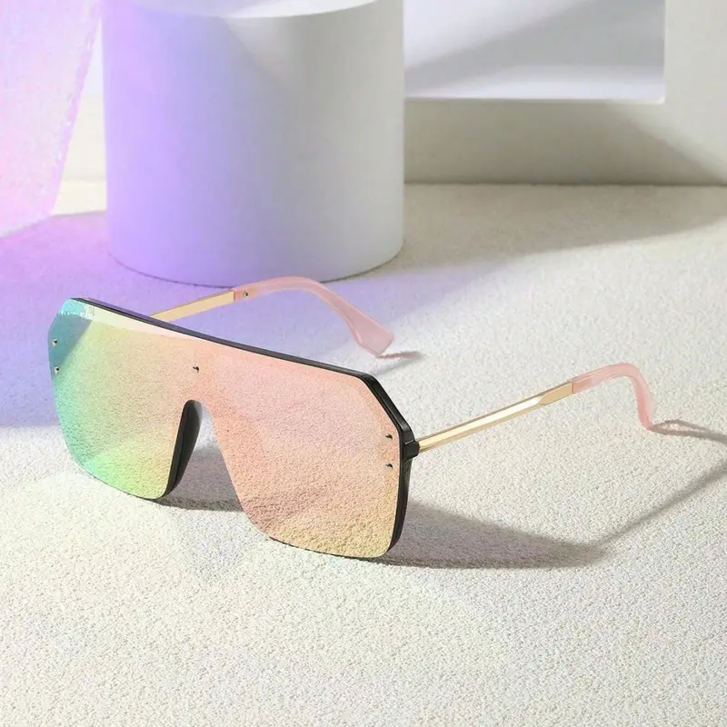 Unisex Vintage All-match One-piece Lenses Modern Trendy Summer Sunglasses (1 Pair), Trendy Casual Thin for Everyday Use, Fashion Accessories for Outdoor Activities, Stylish Shades, Trendy Styling Sunglasses