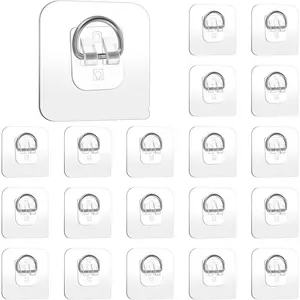 20 Pack No Drill Plate Hangers, -Free Invisible Wall Hooks for Decorative Plates, Pictures & Art, Easy to Install Adhesive Hangers for Wall,  Hold Without Nails or Screws