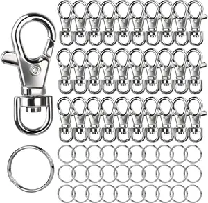 60PCS Lobster Claw Clasps and Key Rings, 30PCS Keychains Clips and 30PCS Key Chain Ring, Keychain Making kit for Key Chain, Jewelry Making, Art Crafts, Silver