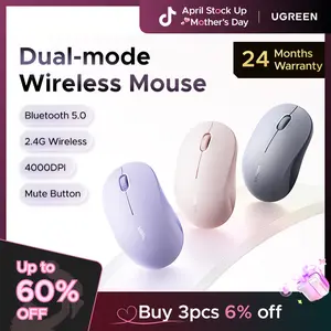 UGREEN  Wireless Bluetooth Mouse Laptop Mice Portable(BT5.0 and USB 2.4G) Dual Mode Connection Silent Slim Computer Mouse for Laptop/iPad Tablet/Apple MacBook/PC,#SummerVibes,mothersdaygift