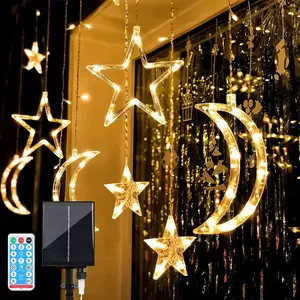 Solar Star Moon Curtain Lights – Outdoor Waterproof String Lights for Garden, Patio & Camping Decoration