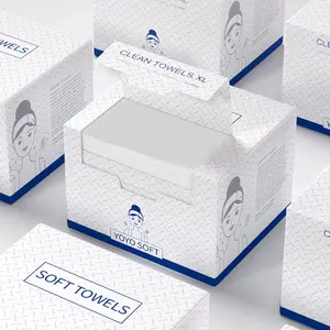 100% Pure Cotton Xl Face Towels, Disposable No-Fluff Cloth, Ultra-Thick Wet & Dry Use, Sensitive Skin Cleansing, 50 Pieces