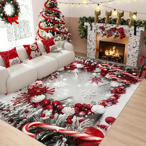 Christmas Snow Rectangular Carpet: Home Decorative Rug, HD Printed, Double-Lock Edge, Machine Washable. Non-Slip for Living, Bed, Kitchen & Laundry Rooms. Ideal Birthday Gift