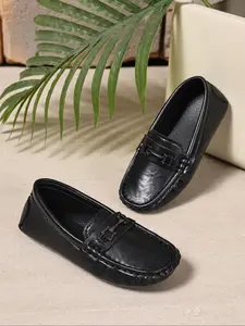 Classic British Style Unisex Kids' Casual Slip-On Loafers, Soft Sole Shoes for Spring & Autumn, Comfortable One-Piece Design, Slip On Flats