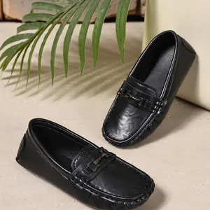 Classic British Style Unisex Kids' Casual Slip-On Loafers, Soft Sole Shoes for Spring & Autumn, Comfortable One-Piece Design