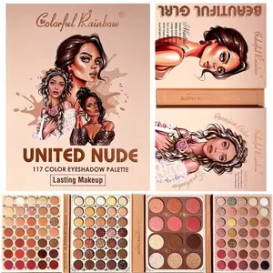 Colorful Rainbow United Nude 117 - 117 Color Eyeshadow Palette with Matte Shimmer & Glitter Finishes Long Lasting Formula for Flawless Daily Bridal Glam Makeup Looks Ultimate All In One Palette for Every Beauty Enthusiast