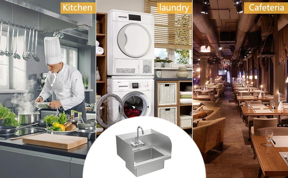 [FLASH SALE] ROVSUN 17" x 15" Wall Mount Stainless Steel Hand Wash Sink with Side Splash