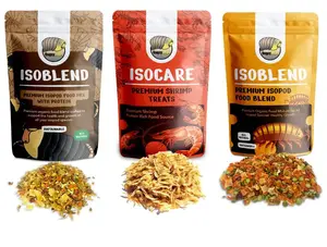 Isopod Food Bundle Premium Organic Dry Vegetable Mix & Protein Blend & Shrimp Treats Complete Diet Food Set for Insects, Reptiles, Small Insects, and Invertebrates