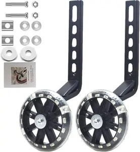 Flash Training Wheels for 12 14 16 18 20 Inch Bike，Training Wheels for Kids Bike is Heavy Duty.Bicycle Training Wheel is Suitable Single Speed Bike (Black)