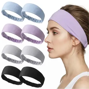 Unisex Ice Silk Stretch Sporty Sports Headbands (8 Pcs) - Moisture-Wicking, Non-Slip, Sweat-Absorbent Headband for Running, Workout, Yoga