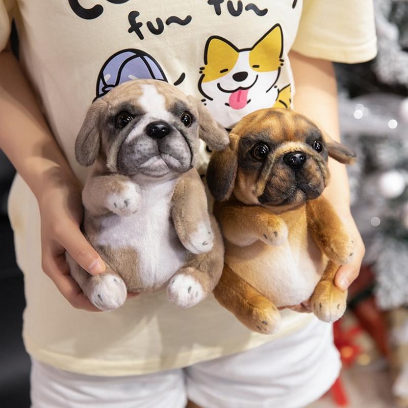 Realistic Bulldog Plush Toy, Stuffed Animal, Soft Fabric Dog with Expressive Eyes and Ears, Realistic Fur Texture, Warm Companion Gift