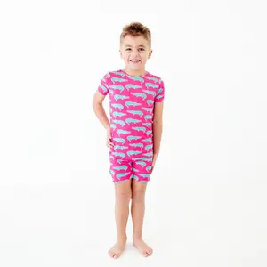 Later Gator Short Sleeve And Shorts Two Piece Pajamas Set