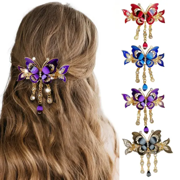 4PCS Butterfly Hair Tassel Clips for Women Girls, Vintage Metal Hairpins Non-Slip Hair Accessories for Party, Wedding, Daily Use
