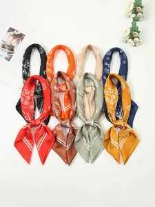 Women's Floral & Paisley Print Square Scarf, Boho Style Scarf, Fashionable Soft Comfortable Scarf for Daily Wear, Casual Versatile Scarf for Women