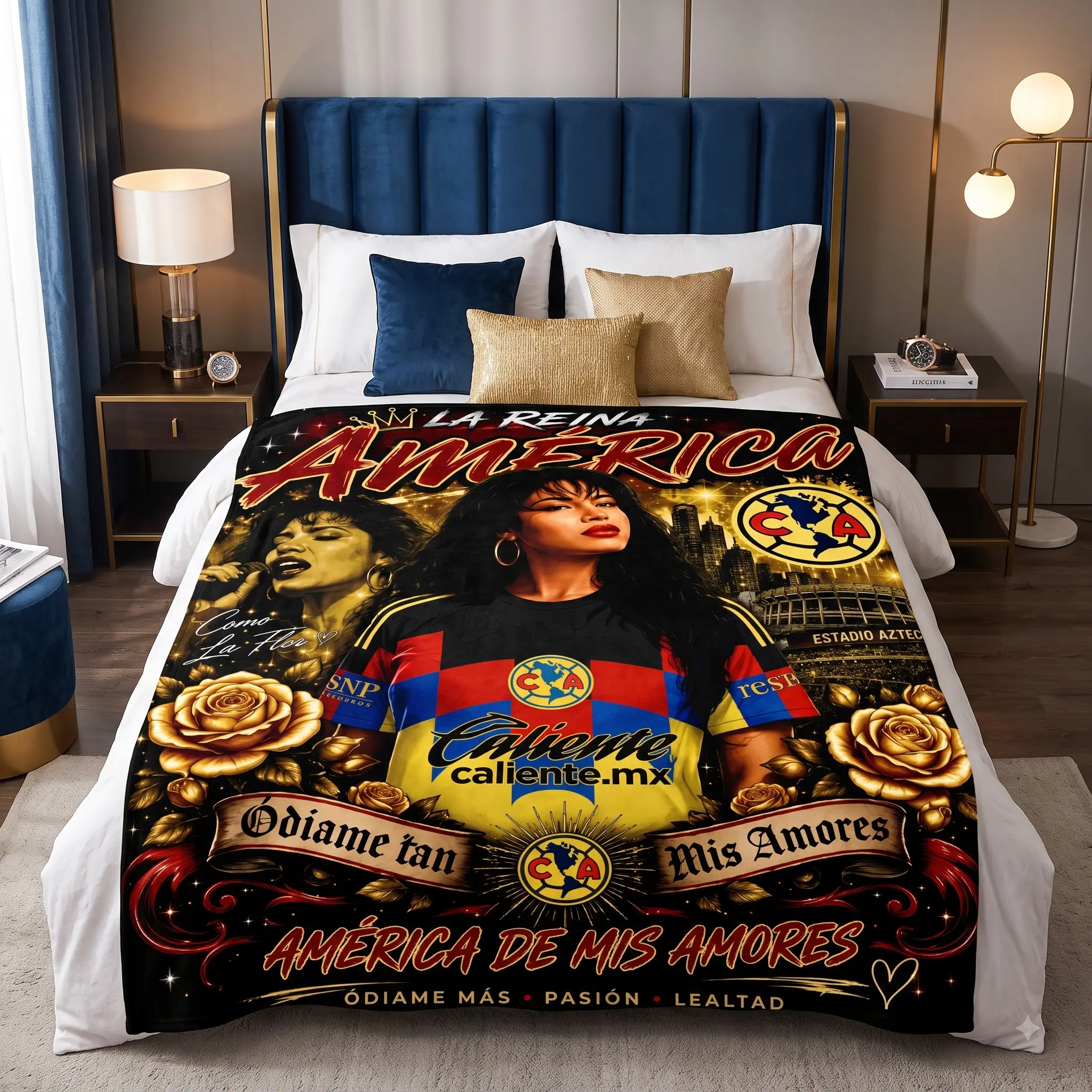 Soft Flannel Fleece Throw Blanket with Club America "La Reina América" Soccer-Themed Artwork, Lightweight Warm Home Decor for Bed, Couch, Ideal Gift for Club America Fans