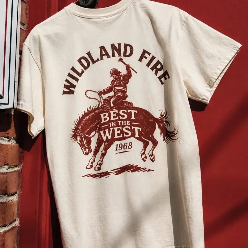 Wildland Fire Best in the West Vintage Firefighter Graphic T-Shirt