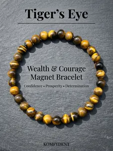 Unisex Natural Tiger Eye Beaded Bracelet, Wealth Attraction & Confidence Boost, Healing Crystal, Healing Properties, Ideal for Office, Business, Daily Use