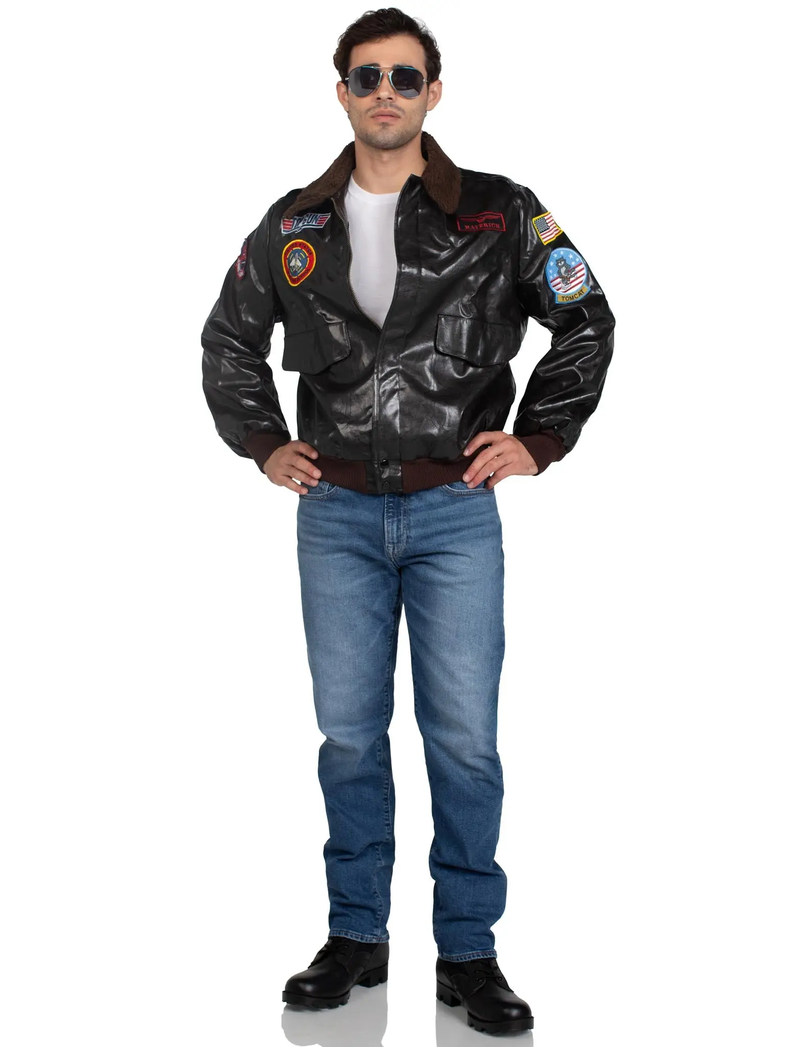 Leg Avenue Men's Officially Licensed Top Gun Cosplay Bomber Jacket - Polyester, Plain, Embroidered, Pockets - Ideal for Themed Parties, Top Gun Enthusiasts