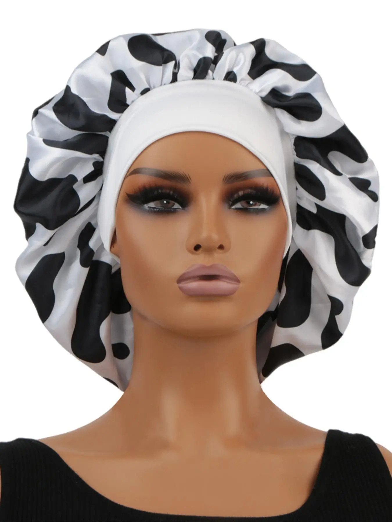 Matching Minimalist Satin Sleeping Cap, Ruched Design Sleeping Bonnet, Soft Comfortable Sleeping Hat for Women & Girls