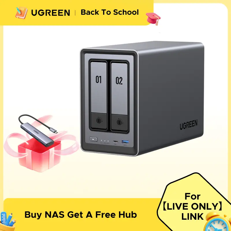 【LIVE ONLY】UGREEN NASync DXP2800 2-Bay Desktop NAS, Intel N100 Quad-core CPU, 8GB DDR5 RAM, 2.5GbE, 2 * M.2 NVMe Slots, 4K HDMI, Network Attached Storage （Drives Not Included） ,TiktokShopSpringGlowUp