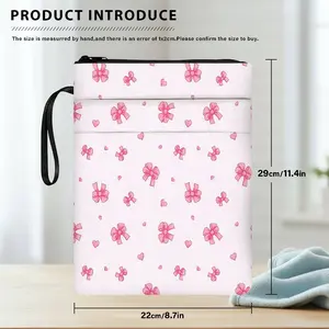 1PC Pink Bow Heart Print Book Cover with Zipper Closure - Book Protector & Storage Bag, Front Pocket for Students, Teachers, Office Supplies, Book Accessories