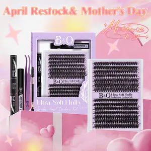 70D+90D Kit l B&Q 280pcs Ultra-Soft Wispy Mega Volume Lashes,D-Curl,Lash Bond & Seal for DIY Individual Lash Extension,Waterproof Long Lasting Makeup Comestic Salon-Look