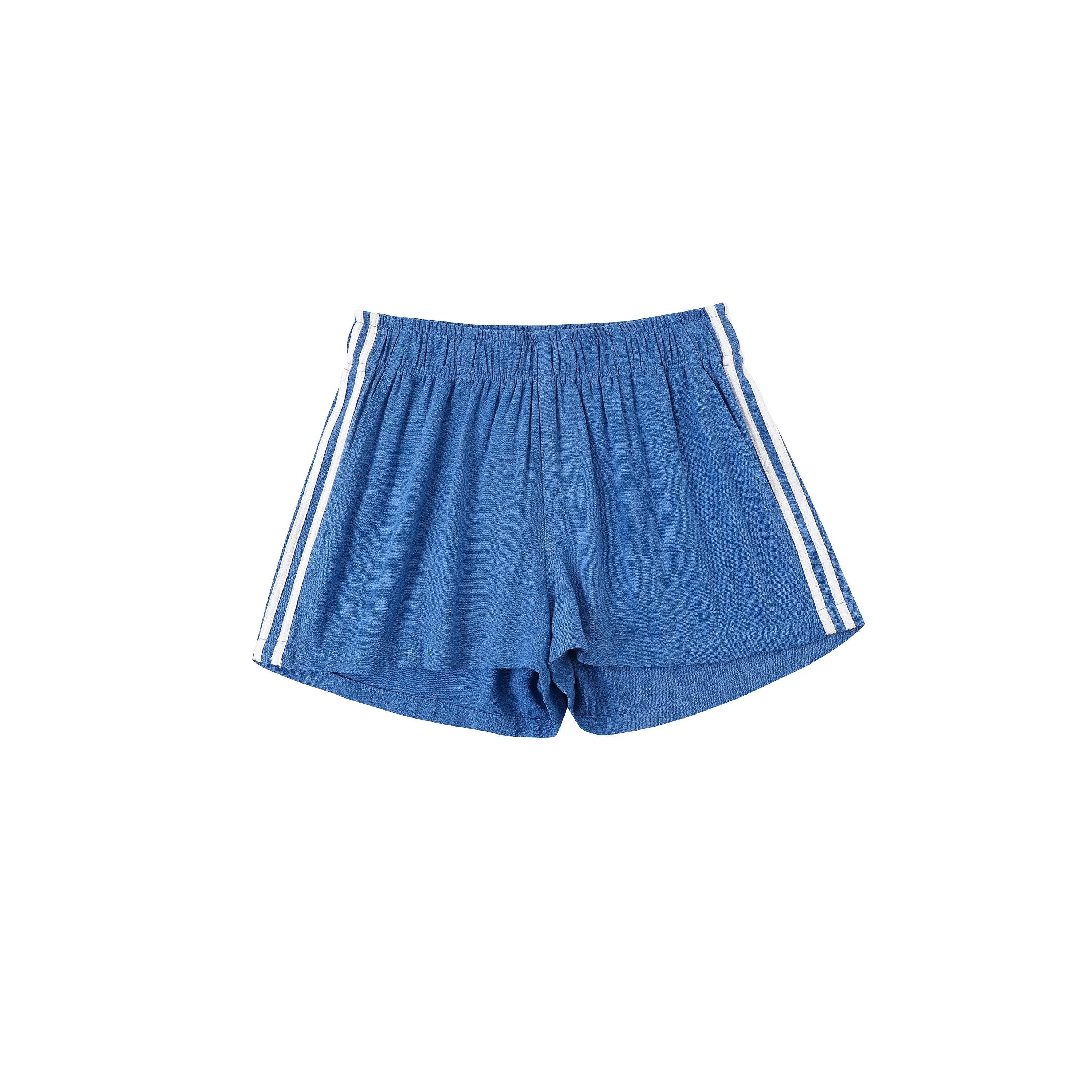 Sporty Linen Mid Rise Shorts Blueberry