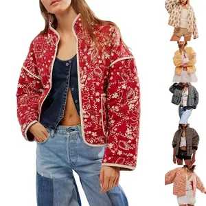 WomenY2kCroppedQuiltedJacketsFloralPrintOpenFrontLightweightPufferJacketPaddedQuiltedCardiganCoats(Sheet)