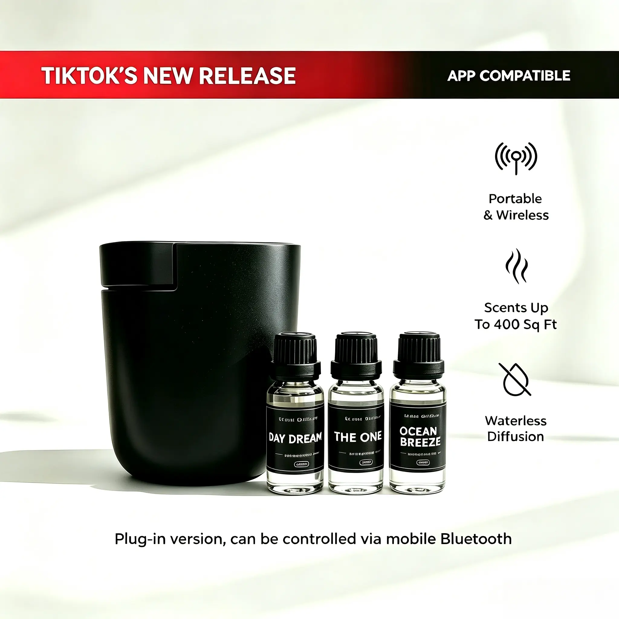 Plug-in Scent Diffuser for Small Spaces – 3 Oil Set, Compact & Stylish for Apartment Living