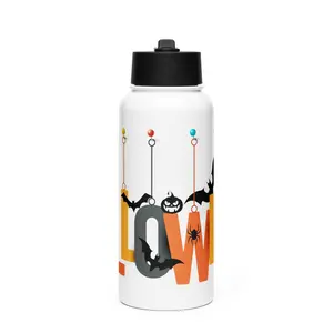 Halloween Stainless steel water bottle with a straw lid