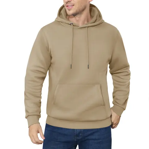 MAGCOMSEN Men's Fleece Lined Hoodie - Soft Cotton-Polyester Fabric, Textured Rib Fabric Men's Hoodies, Everyday Fit Pullover with Kangaroo Pocket & Drawstring, Breathable Anti-Shrink Casual Ootd Top for Gym & Hiking