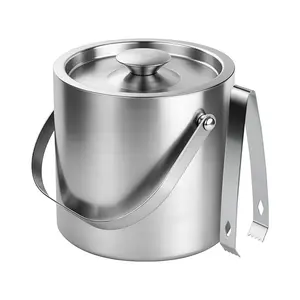 Stainless Steel Ice Bucket - 3L Double-Wall Insulated Ice Buckets for Parties with Lid & Tongs, Large Champagne Wine Drink Container Holder, Ideal for Freezer Cocktail Home Bar Accessories