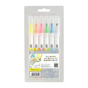 Zig Clean Color DOT Single-Ended Marker, Set of 6 Highlight Colors