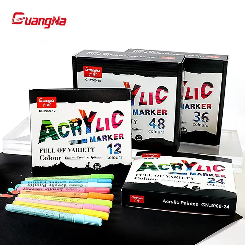 Guangnao Gn2000 Waterproof Acrylic Markers Set, 12/24/36/48 Colors Water-Based Graffiti Painting Kit, Ideal for Artists and Beginners
