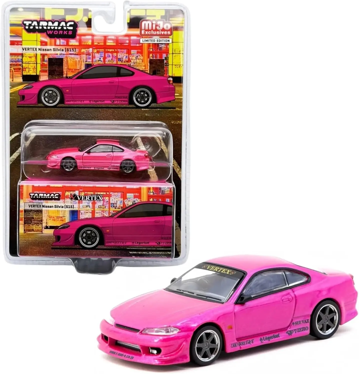 Tarmac Works Vertex 1/64 Scale Nissan Silvia (S15) Pink Metallic Diecast Metal Model Car, Limited Edition, T64G-023-PI